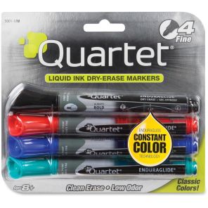 Quartet EnduraGlide Dry-Erase Markers, Fine Tip, Assorted Classic Colors, 4 Pack