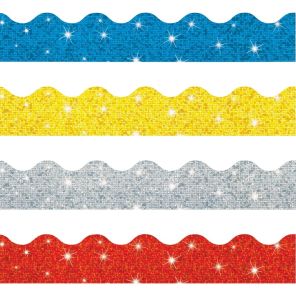 Trend Sparkle Terrific Trimmers Borders - Blue, Silver, Yellow, Red - 1 / Set