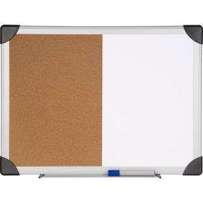 Lorell Dry Erase Aluminum Frame Cork Combo Boards 18