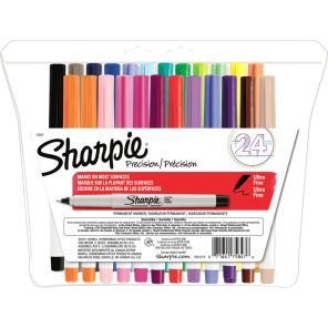 Sharpie Ultra Fine Point Permanent Marker - Ultra Fine Marker Point - Black, Red, Blue, Green, Yellow, Purple, Brown, Orange, Berry, Lime, Aqua, ... Alcohol Based Ink - Assorted Barrel - 24 / Set