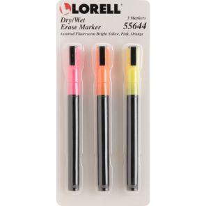 Lorell Dry/Wet Erase Marker Assorted 3 / Pack