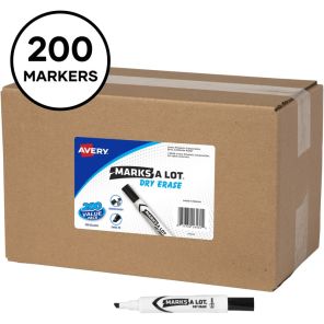 Avery&reg; Marks A Lot Value Pack Dry Erase Markers - Chisel Marker Point Style - Black - 200 / Pack