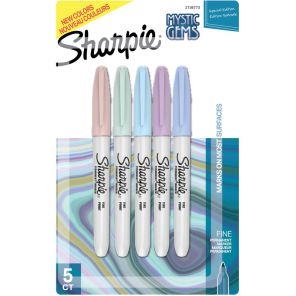 Sharpie Mystic Gems Permanent Markers - Fine Marker Point - Multi - 5 / Pack