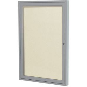 Ghent 1 Door Enclosed Vinyl Bulletin Board with Satin Frame 24