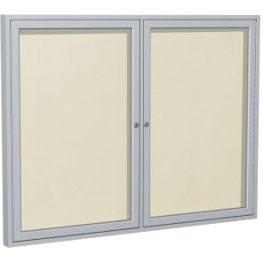 Ghent 2 Door Enclosed Vinyl Bulletin Board with Satin Frame 48
