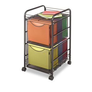 Safco® Onyx Mesh Mobile Double File, One-Shelf, 15.75w x 17d x 27h, Black 