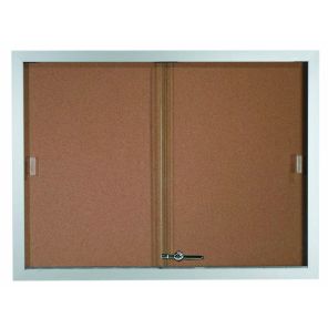 Enclosed Bulletin Boards w/ Sliding Glass Doors Satin Anodized Aluminium 36