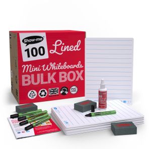 Show-me A4 Lined Mini Dry Erase Boards, Bulk Box, 100 Sets