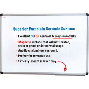 Viztex® Porcelain Magnetic Dry Erase Board with an Aluminum Frame