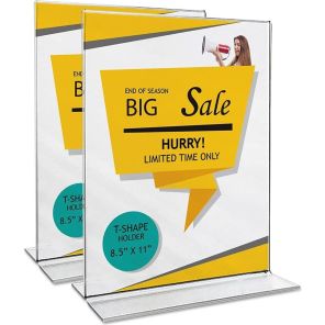 Universal® Clear 2-Sided T-Style Freestanding Frame, 8 1/2 x 11, 2/Pack 