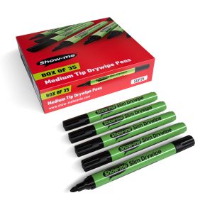 Show-me Box 35 Medium Tip Slim Barrel Dry Erase Markers - Black